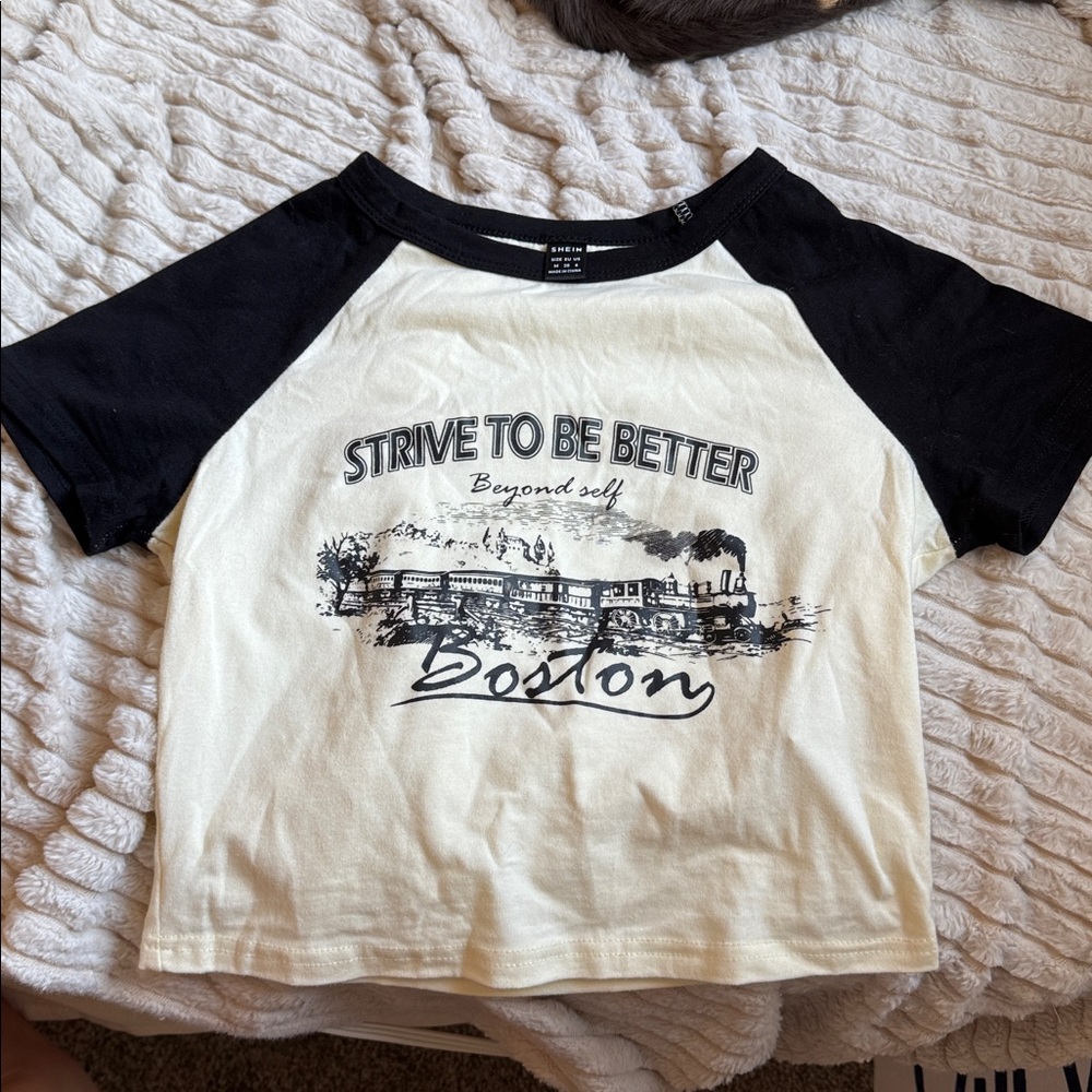 SHEIN Black and White Contrast Tee